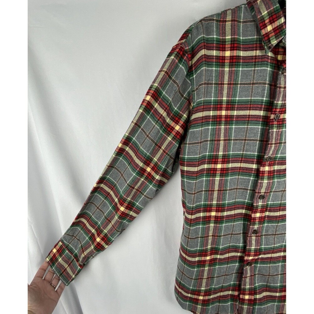 LANDS END Shirt Mens M Plaid Flannel 100% Cotton Button‎ Down Pocket MINT! - Picture 4 of 14